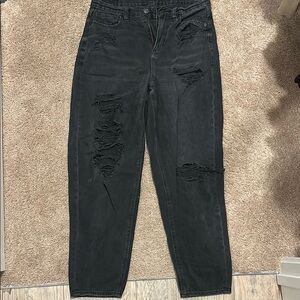 American Eagle Outfitters Black Boyfriend Jeans Distressed High Waist